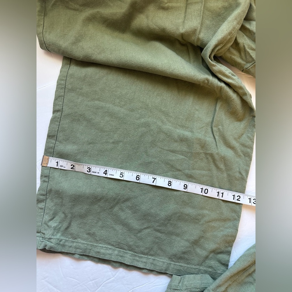 House of Harlow 1960 Sage Green Linen-Blend Wide Leg Tassel Drawstring Pants - Picture 8 of 8